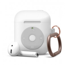 Силиконовый чехол с карабином для AirPods Elago iPod White